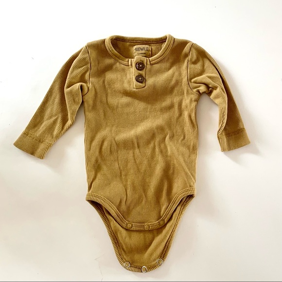 kidwild Other - Kidwild Ribbed Cotton Bodysuit Onesie - Mustard